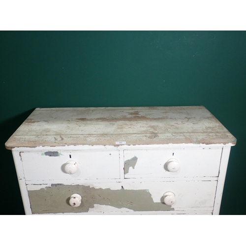 392 - A painted Chest of two short over three long drawers on bun feet, 3ft 4