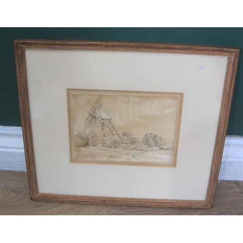 407 - JAMES DUFFIELD HARDING. View by a windmill, signed, pencil sketch, 5 x 6½ in; four watercolours by F... 