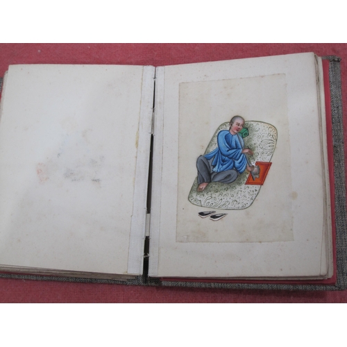 408 - ANGLO-CHINESE SCHOOL, 19th Century, four framed Chinese figure studies, on pith paper, 7 x 4¼ in; to... 