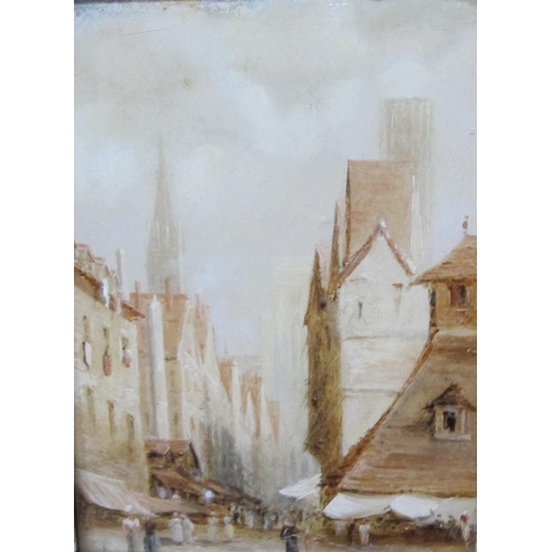 431 - ENGLISH SCHOOL. Whitby, watercolour, 14 x 8in; a watercolour depicting a continental street scene in... 