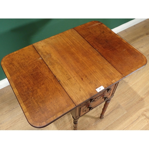 44 - ***WITHDRAWN***A mahogany dropleaf Sewing Table, fitted two drawers on turned supports and casters, ... 