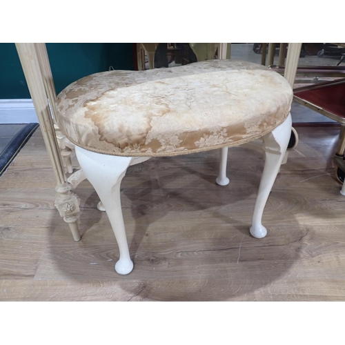 48 - ***WITHDRAWN***A painted kidney shaped Dressing Table, two painted Stools, an oval painted Table, a ... 