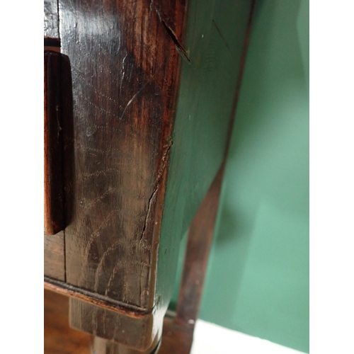 6 - A 19th Century oak Dresser and Rack, the base fitted drawers above a shaped frieze on turned support... 