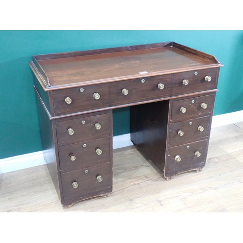 38 - A 19th Century mahogany Pedestal Desk fitted nine drawers 3ft 4in W x 2ft 6in H