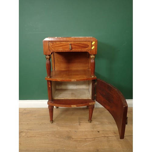 39 - A Continental marble topped walnut Bedside Stand