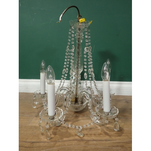 728 - A glass five branch Electrolier, 1ft 7in