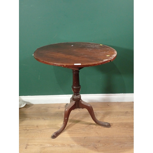 792 - A mahogany Pillar Table with bird cage support on turned column and tripod base, 2ft 4in diam, an as... 