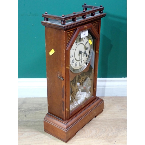 799 - An American Mantel Clock with circular dial, 19in H