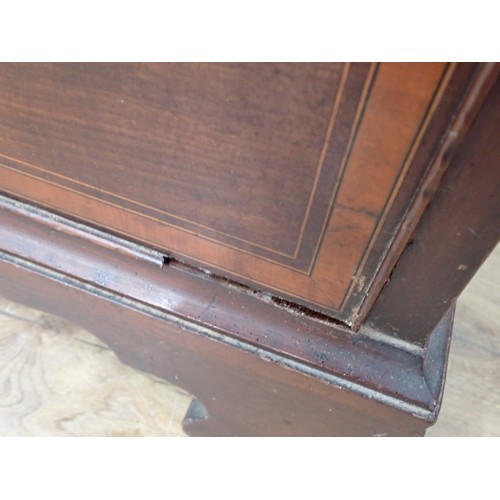 379 - A George III mahogany and satinwood crossbanded Chest on Chest with canted corners and Greek Key fri... 