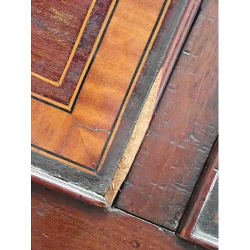 379 - A George III mahogany and satinwood crossbanded Chest on Chest with canted corners and Greek Key fri... 