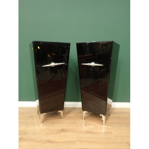 316 - A pair of Cavalli black lacquered Plant Stands 3ft 9in H x 1ft 8in W