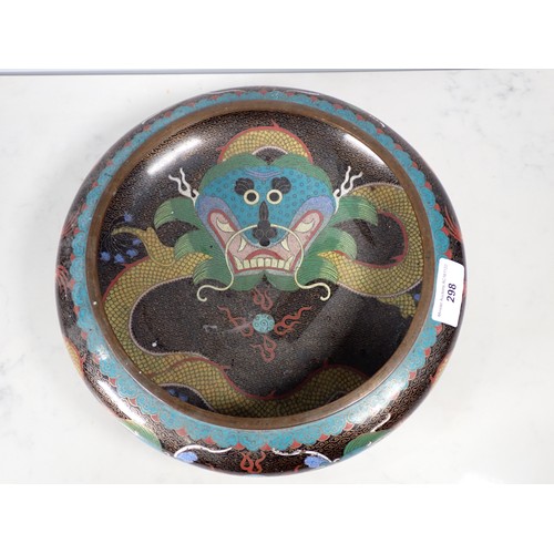 298 - A Cloisonne shallow Bowl, with dragon designs, 12in Diam