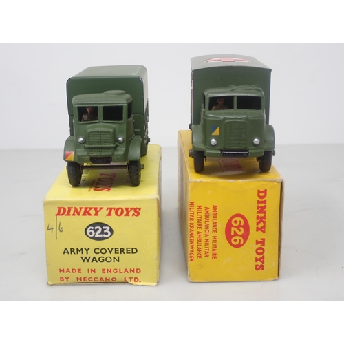 107 - A boxed Dinky Toys No. 623 Army Covered Wagon and a boxed No.626Military Ambulance