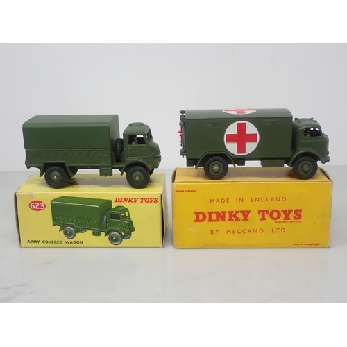 107 - A boxed Dinky Toys No. 623 Army Covered Wagon and a boxed No.626Military Ambulance