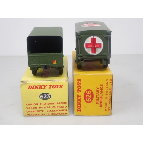 107 - A boxed Dinky Toys No. 623 Army Covered Wagon and a boxed No.626Military Ambulance