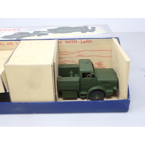 113 - A boxed Dinky Toys No.698 Tank Transporter with Tank complete with internal card packing