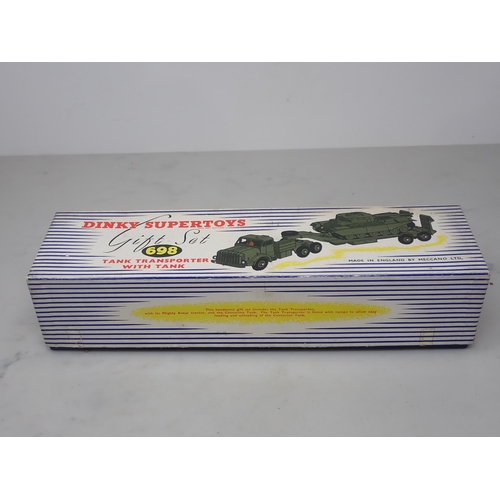 113 - A boxed Dinky Toys No.698 Tank Transporter with Tank complete with internal card packing