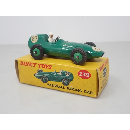 120 - A rare boxed Dinky Toys No.239 Vanwall with running number 27 normally on the Bristol 450 coupe