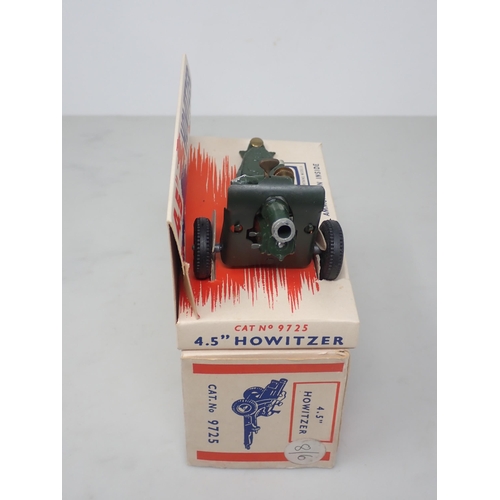 134 - A boxed Britains 4.5'' Howitzer, ex-shop stock, mounted on card base with ammunition in sealed bag, ... 