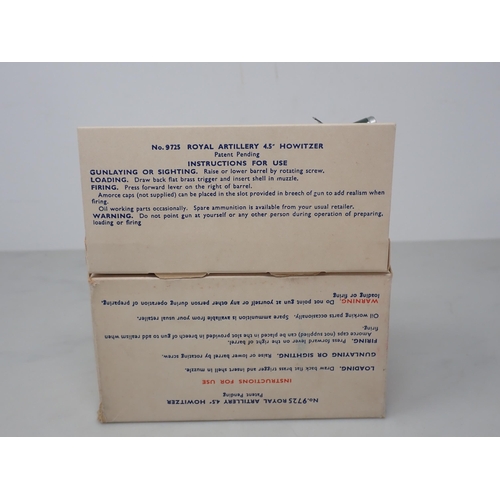 134 - A boxed Britains 4.5'' Howitzer, ex-shop stock, mounted on card base with ammunition in sealed bag, ... 