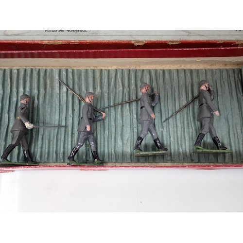 157 - A boxed Set of Britains 1930's German Infantry in grey issue box, no insert, repair to corner, hand ... 