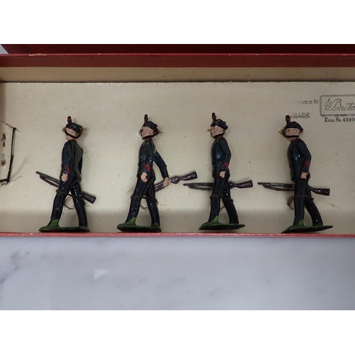 158 - A boxed Set of Britains No.2072 Kings Rifle Corps, strung figures, figures and box Ex