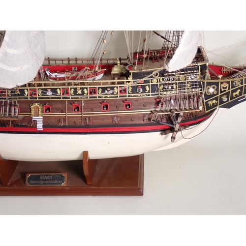 178 - A large kit built wooden Model of HMS Sovereign of the Seas 3ft 6in L x 2ft 8in H