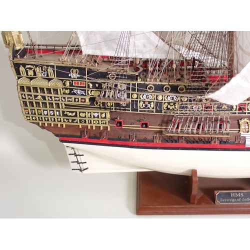 178 - A large kit built wooden Model of HMS Sovereign of the Seas 3ft 6in L x 2ft 8in H