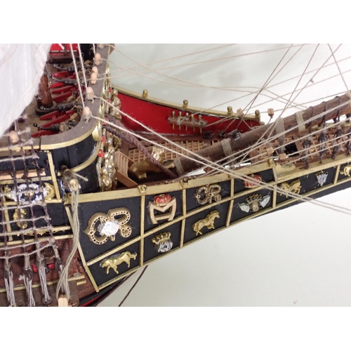 178 - A large kit built wooden Model of HMS Sovereign of the Seas 3ft 6in L x 2ft 8in H