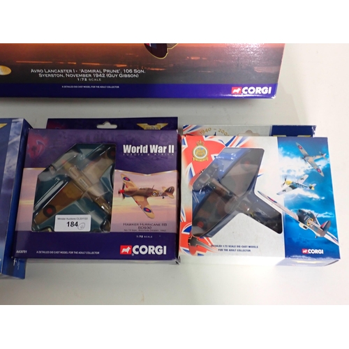 184 - A boxed Corgi Aviation Archive Avro Lancaster, two Hawker Hurricanes and a Spitfire