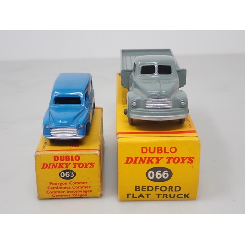 19 - Dublo Dinky Toys 063 Commer Van and 066 Bedford Flat Truck, mint and boxed
Both models in mint condi... 