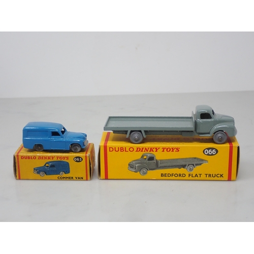 19 - Dublo Dinky Toys 063 Commer Van and 066 Bedford Flat Truck, mint and boxed
Both models in mint condi... 