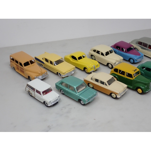 193 - Sixteen repainted Dinky Toys including Morris Mini Traveller, Hillman Imp, Sumbeam Rapier, etc.