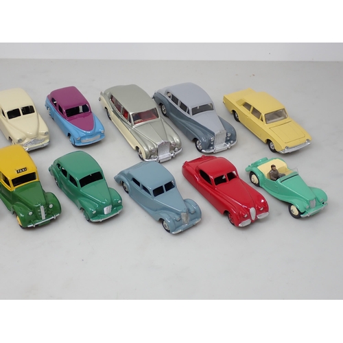 193 - Sixteen repainted Dinky Toys including Morris Mini Traveller, Hillman Imp, Sumbeam Rapier, etc.