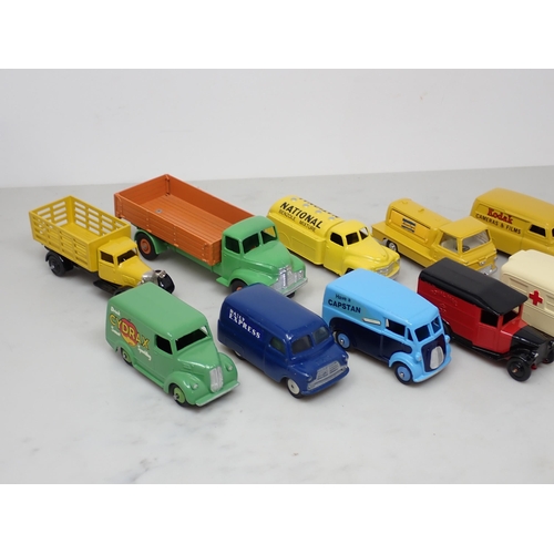 195 - Fourteen repainted Dinky Toys including Leyland Comet, National Benzole, Atlas Copco, etc.