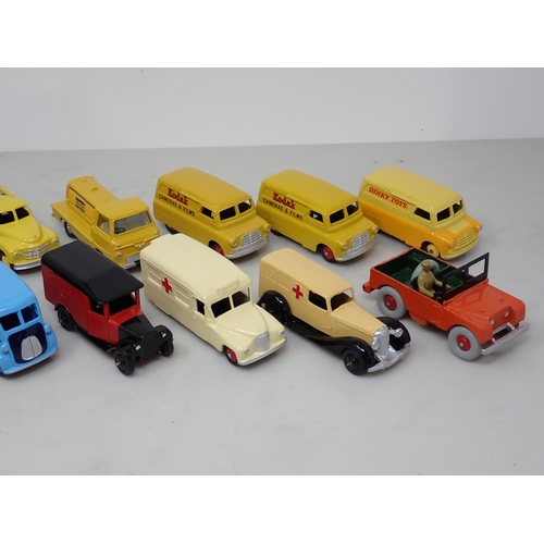 195 - Fourteen repainted Dinky Toys including Leyland Comet, National Benzole, Atlas Copco, etc.