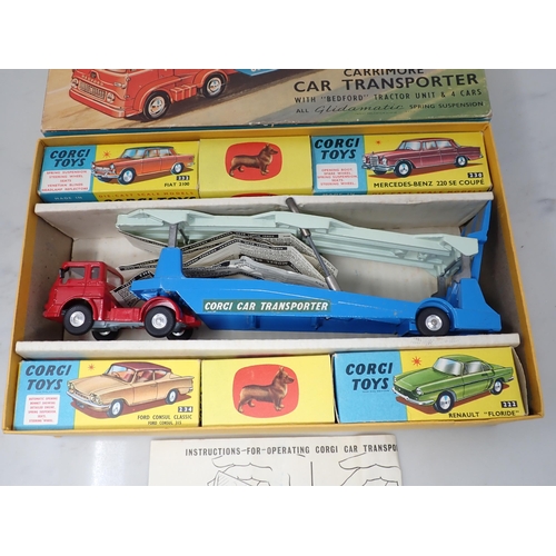 216 - A boxed Corgi Toys Gift Set No.28 Car Transporter with Bedford Tractor Unit and four original boxed ... 