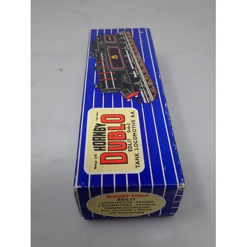 23 - Hornby-Dublo EDL17 0-6-2T matt, unused, late box with literature
Locomotive in mint condition with n... 