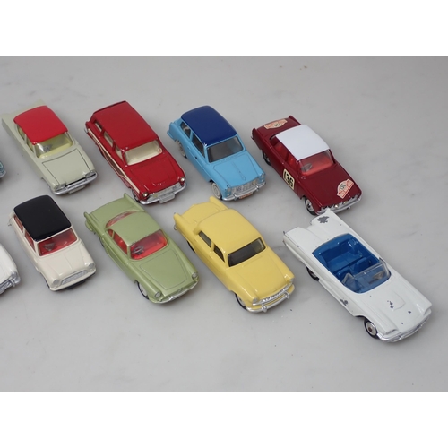 235 - Sixteen Corgi Toys, some repainted including Lotus Mk 11, Jaguar Mk10, Hillman Husky, etc.