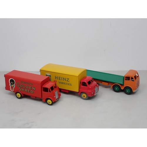 237 - A repainted Dinky Toys 'Golden Shred' Lorry, 'Heinz' Lorry, Foden Flatbed, two TV Vans and a Bedford... 