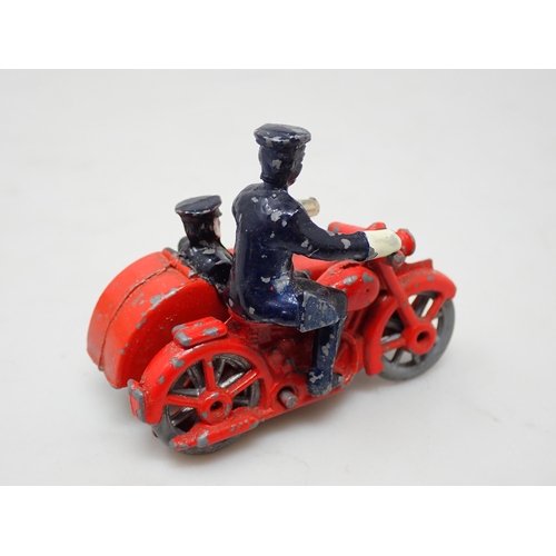 244 - An early English diecast Model of a Motorcycle and Sidecart