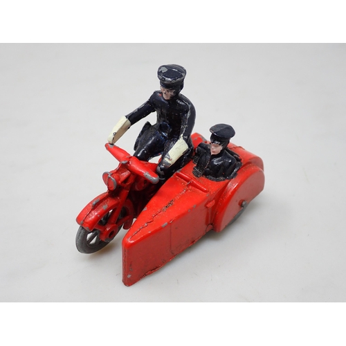 244 - An early English diecast Model of a Motorcycle and Sidecart