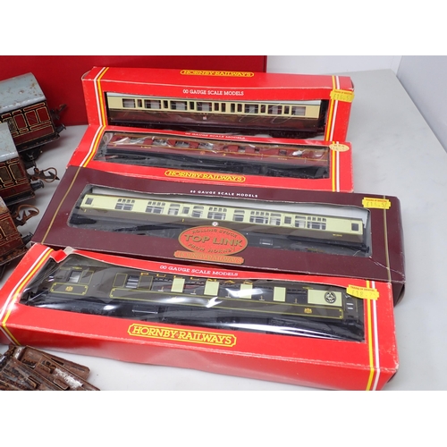 309 - ***WITHDRAWN***Six boxed Hornby 00 gauge Coaches, a Lima 0 gauge plastic Locomotive, three Hornby 0 ... 