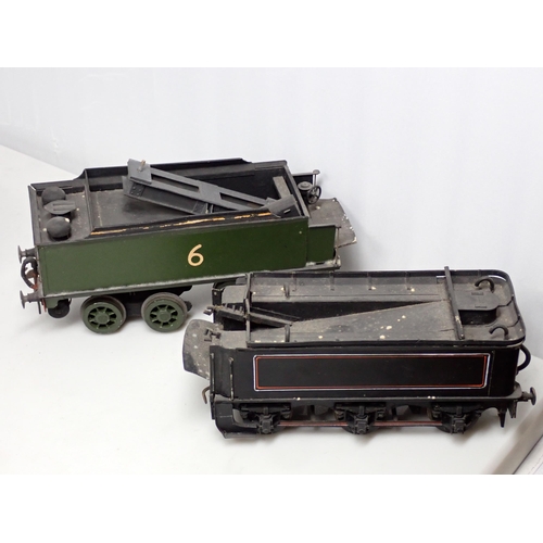 319 - Three scratch built 0 gauge clockwork Locomotives with assorted Tenders, a Cattle Wagons and a Bogie... 