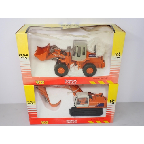 350 - A boxed Travaux Publics 1:32 Digger and a Fiat front end Loader