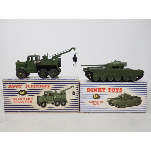 371 - A boxed Dinky Toys No.661 Recovery Tractor and a boxed No.651 Centurion Tank