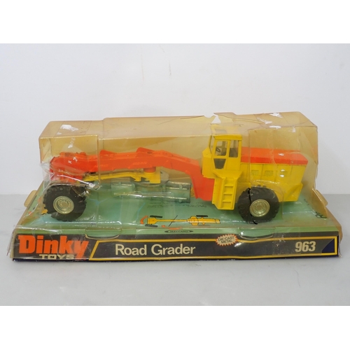 381 - A boxed Dinky Toys No.963 Road Grader (box plastic damaged) and a boxed No.973 Goods Yard Crane