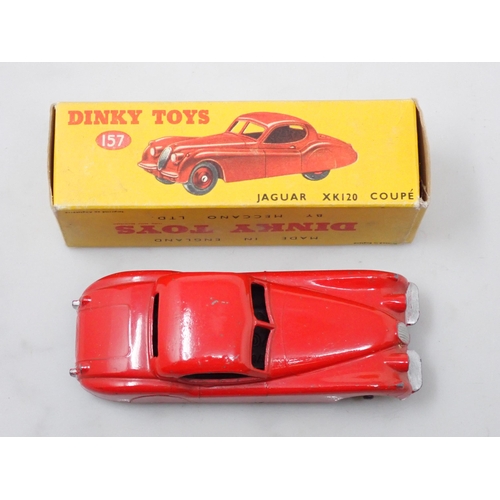 384 - A boxed Dinky Toys No.157 red Jaguar XK120 Coupe