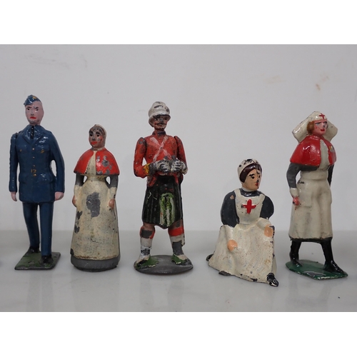 394 - A box of Britains Figures including Nurses, Medical Corps Officers, Soldiers, Trees, Fences, Gates a... 