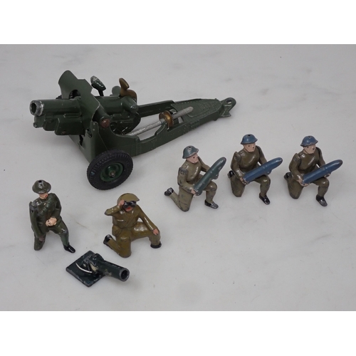 402 - A Britains U.S.A. Military Jeep, two Artillery Guns and and five Royal Artillery Figures